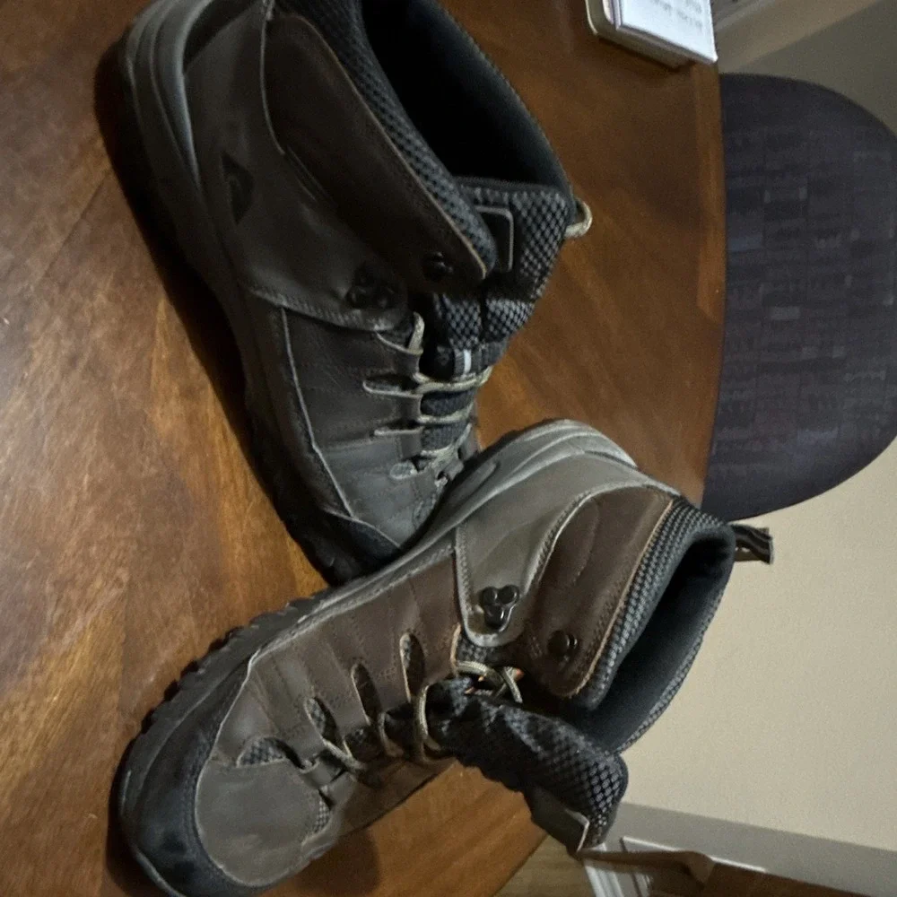 Dr. Scholls Mens Leather Hiking Ankle Boots Gray Black MN0T41EZ008 Size 10.5